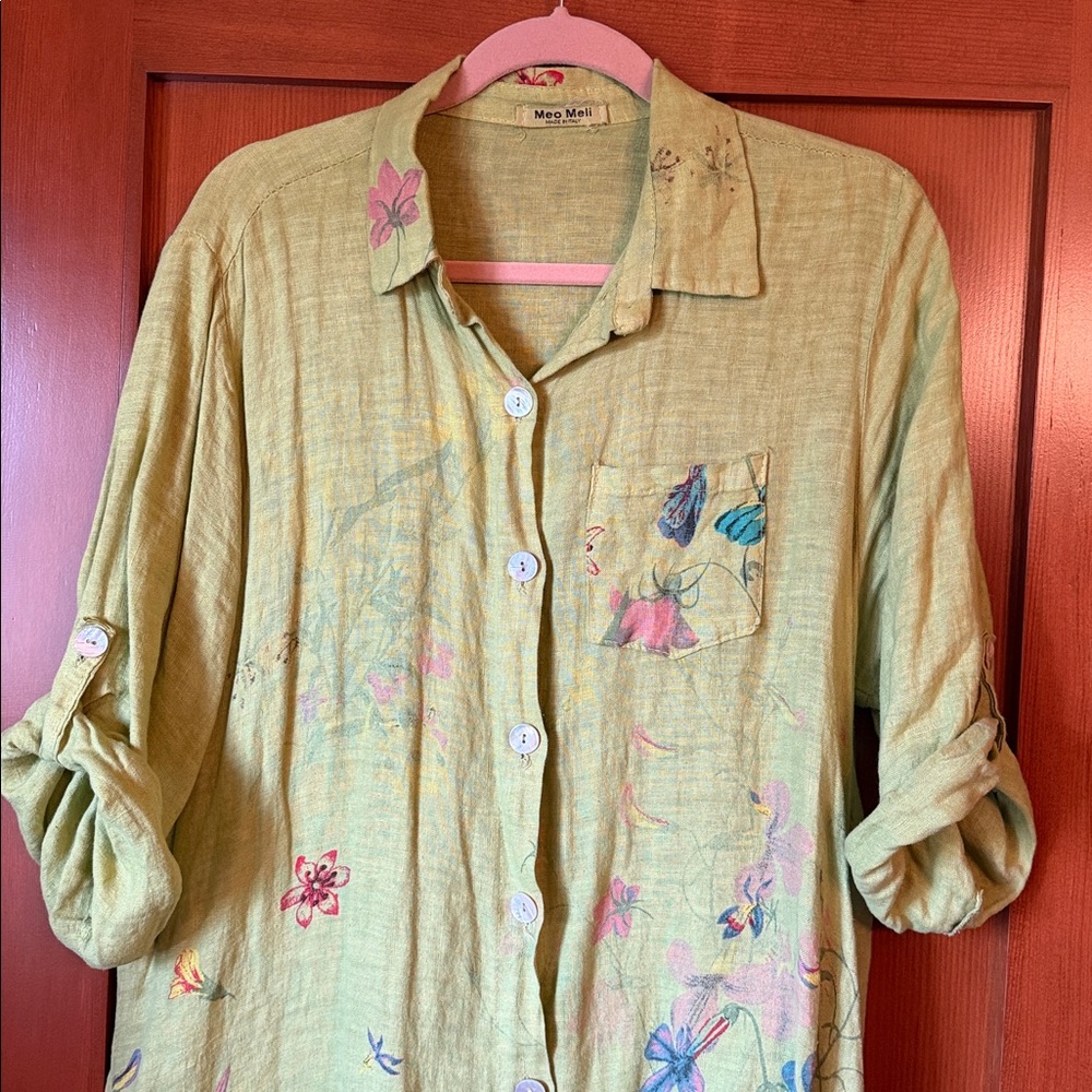 Meo Meli Floral Green Button-Up Dress - Picture 2 of 6